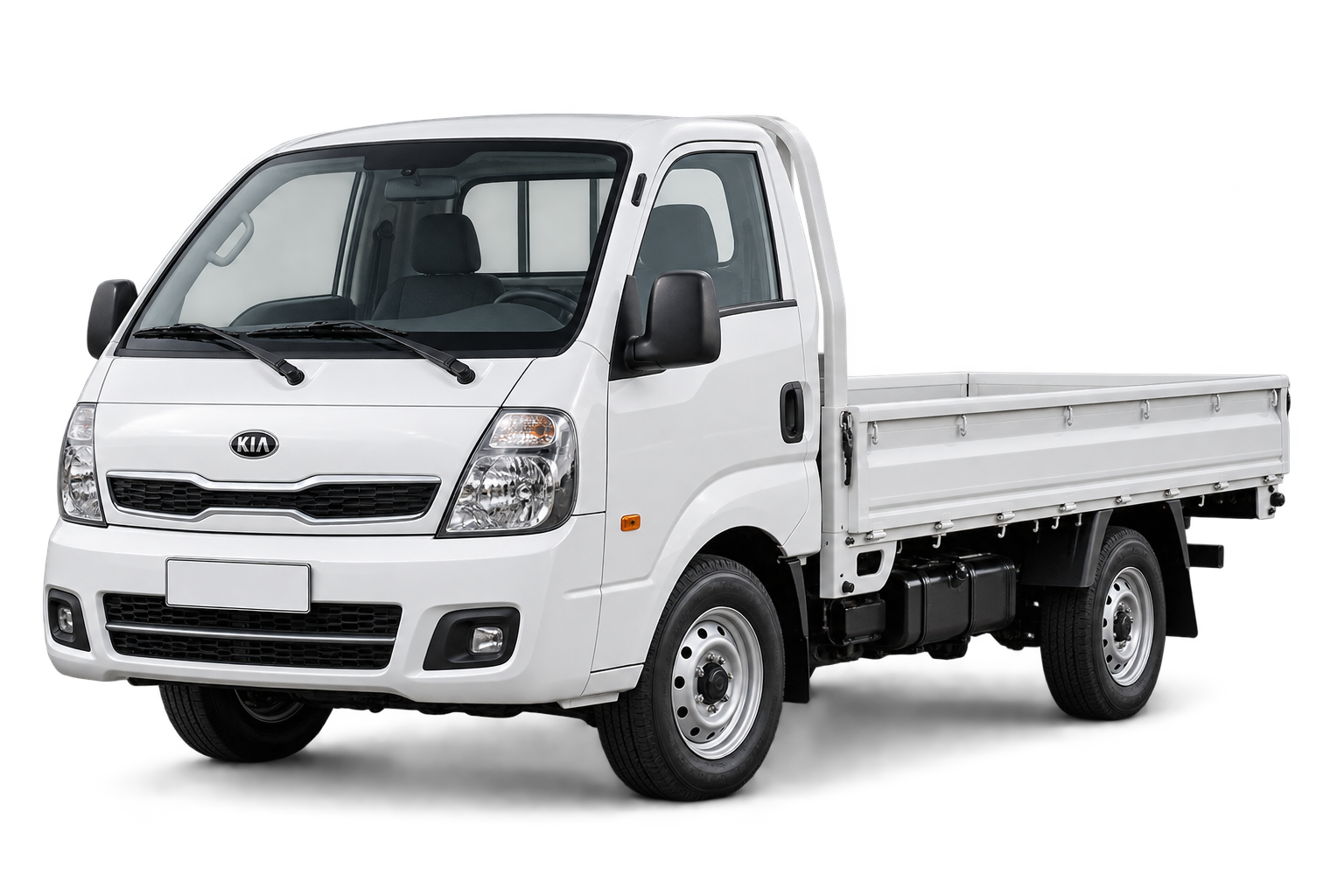 Imagen hiperrealista de una Kia Frontier blanca, vehículo de ejemplo